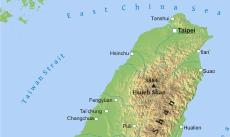 Physical map of Taiwan