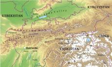 Physical map of Tajikistan Physical map of Tajikistan
