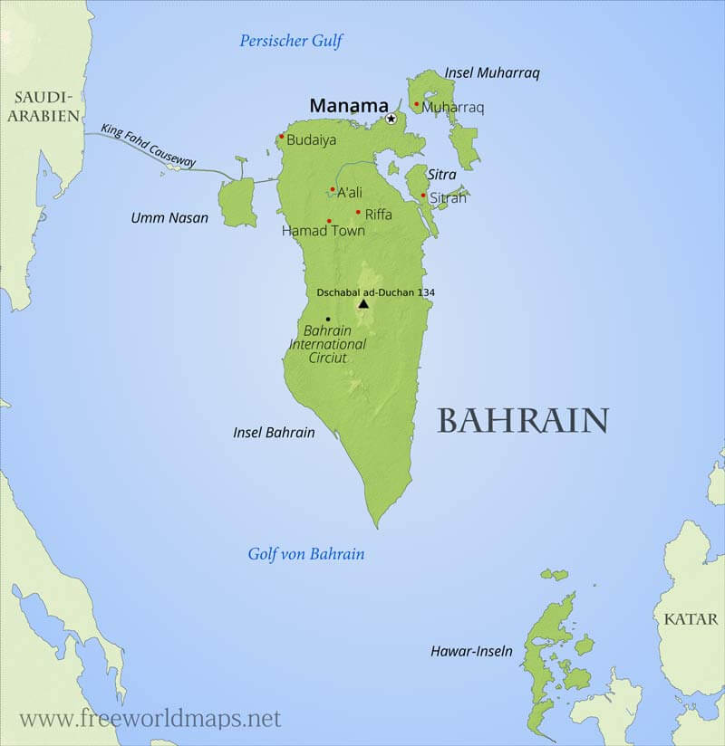 Bahrain Physische Karte