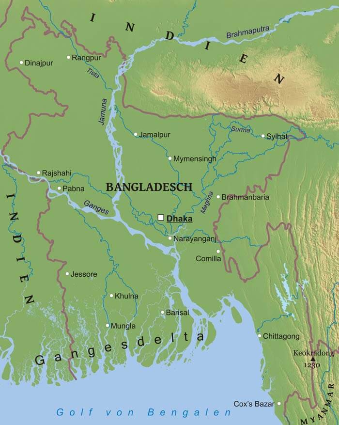 Bangladesch Geographische Karte