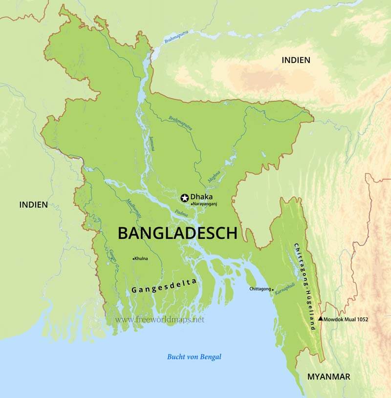 Bangladesch Physische Karte