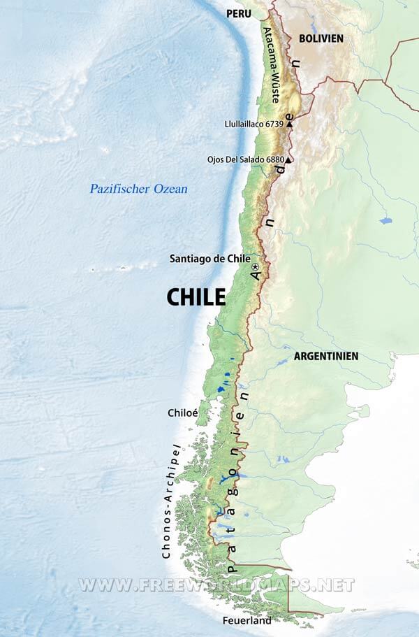 Chile Reliefkarte