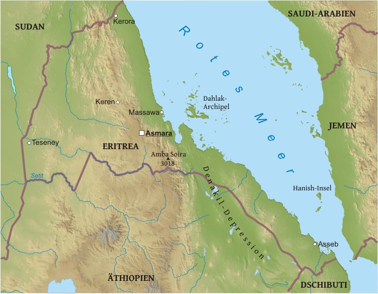 Eritrea Geographische Karte