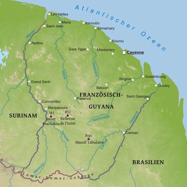 Französisch-Guayana Geographische Karte