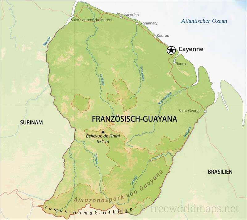 Französisch-Guayana Geographische Karte
