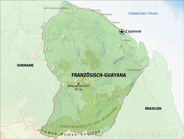 Französisch-Guayana Reliefkarte