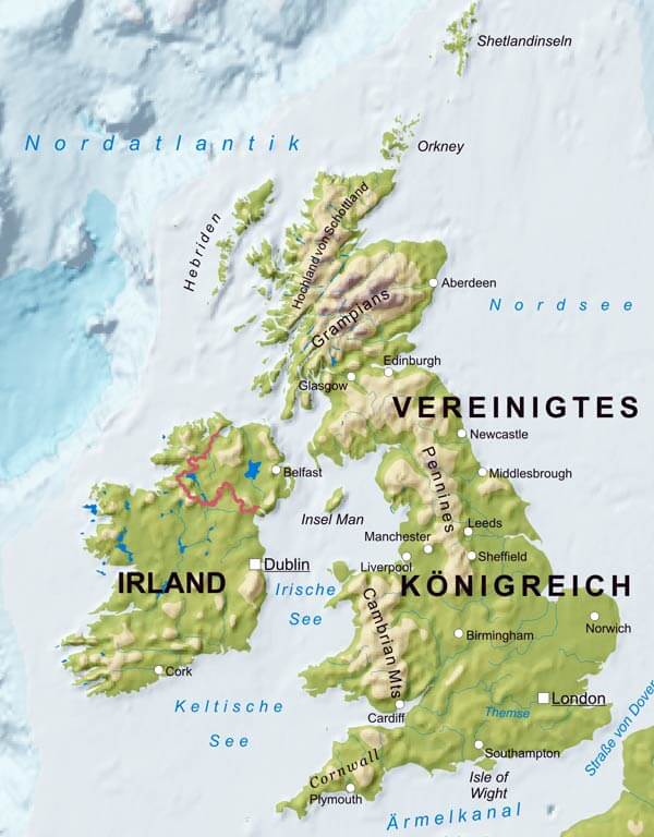 Großbritannien Geographische Karte