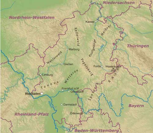 Hessen geographische karte