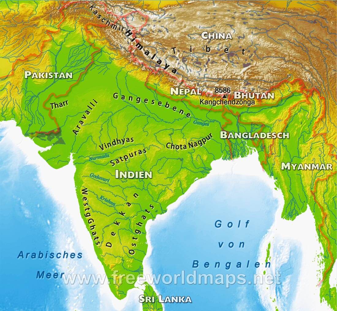 Karte von Indien - Freeworldmaps.net