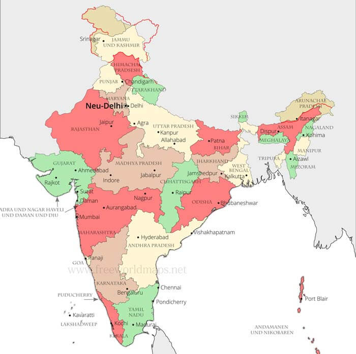 Indien Politische Karte