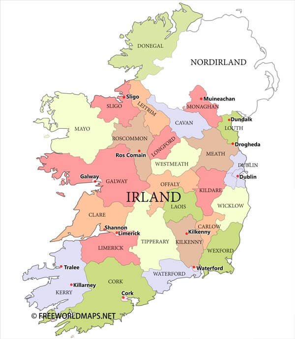 Irland politische Karte