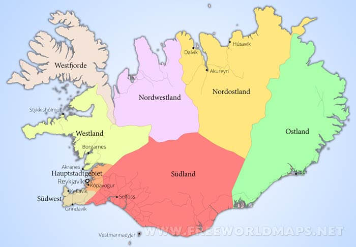 Island politische Karte