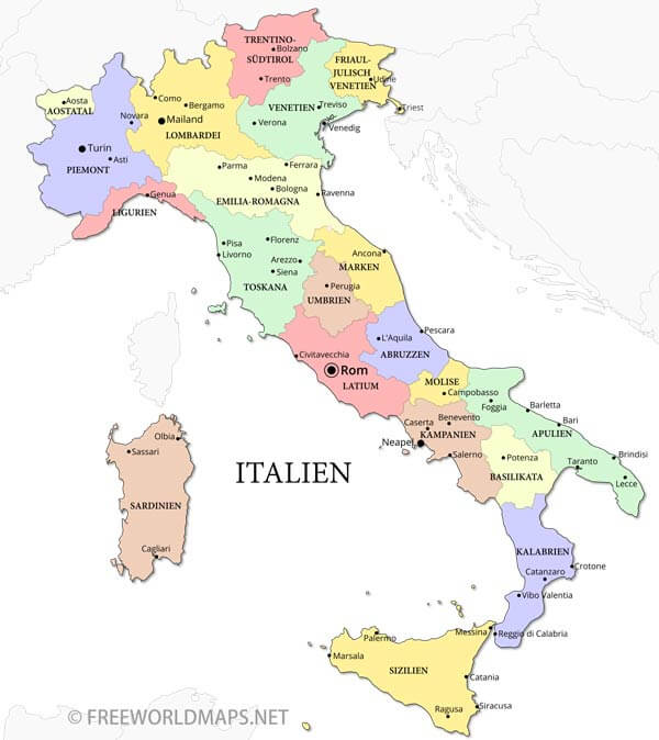 Italien politische Karte