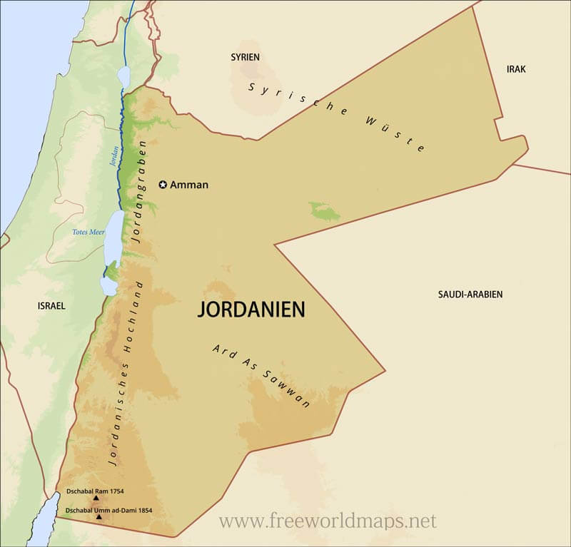 Jordanien Geographische Karte