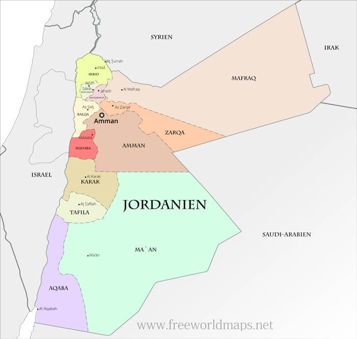 Jordanien politische Karte