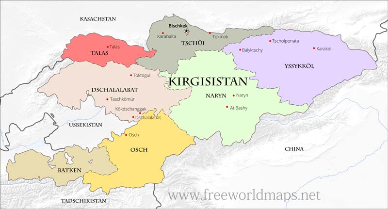 Kirgisistan politische Karte