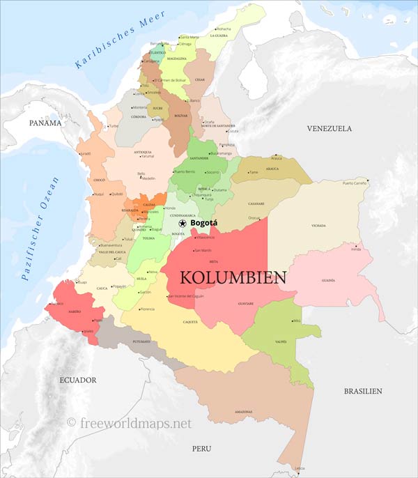 Kolumbien politische Karte