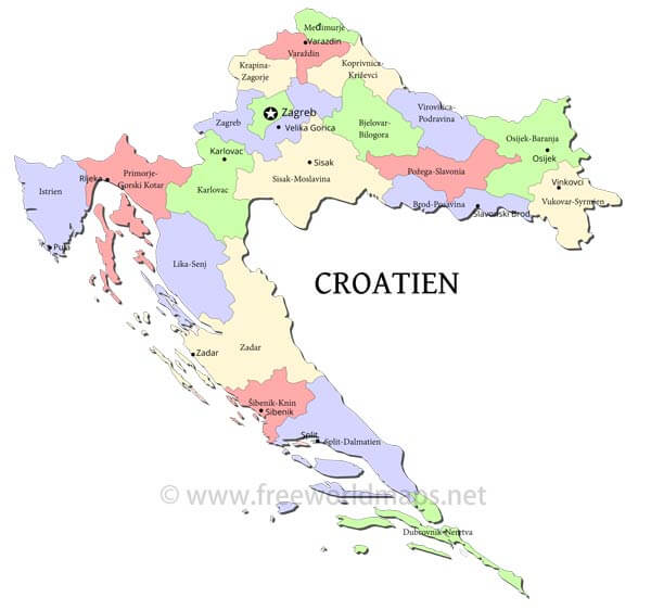 Kroatien politische Karte