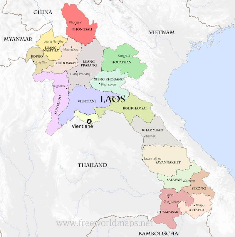 Laos politische Karte