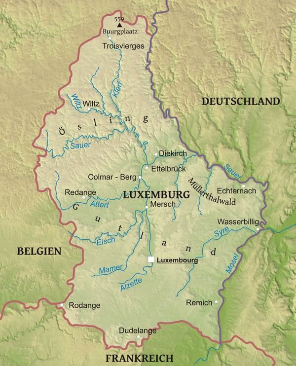 Luxemburg Geographische Karte