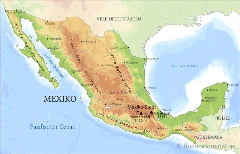 Mexiko Geographische Karte