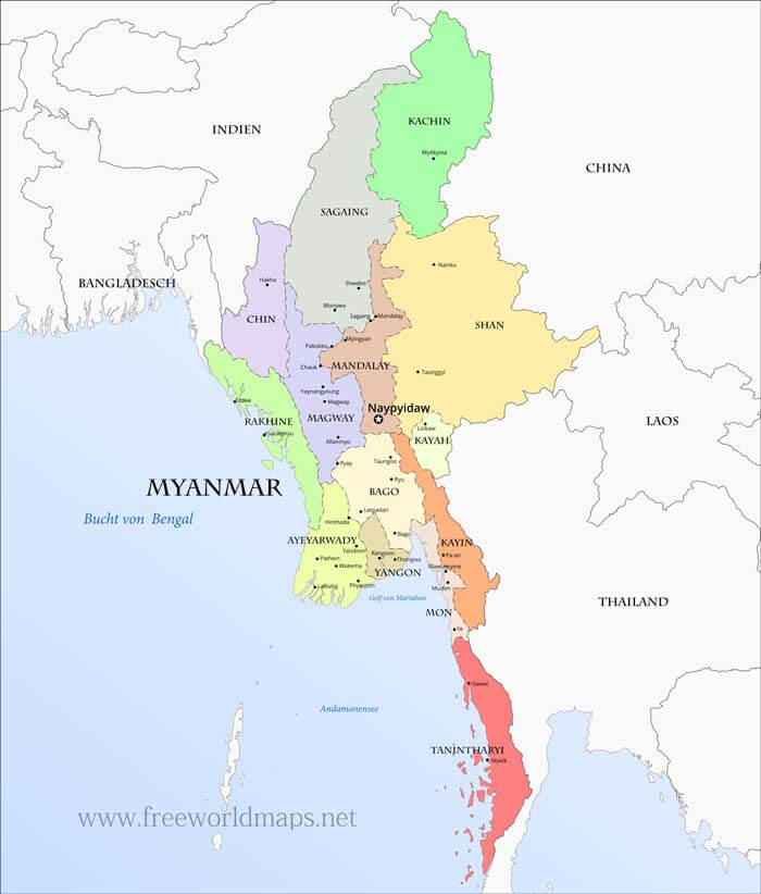 Myanmar politische Karte