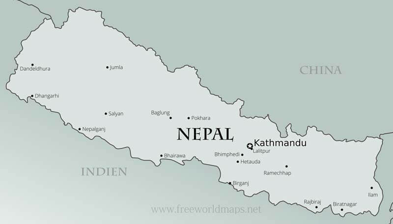 Nepal politische Karte