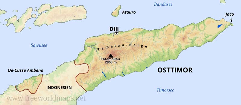 Osttimor Physische Karte