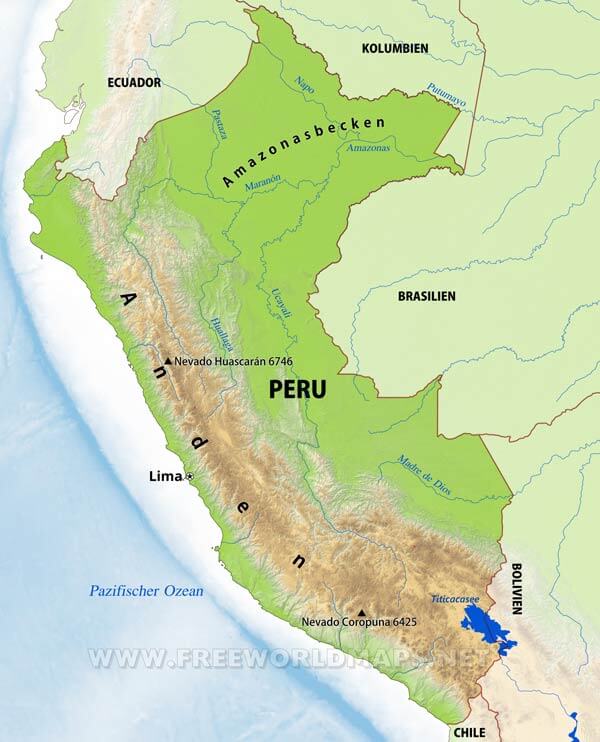 Peru Reliefkarte
