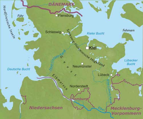 Schleswig-Holstein geographische karte