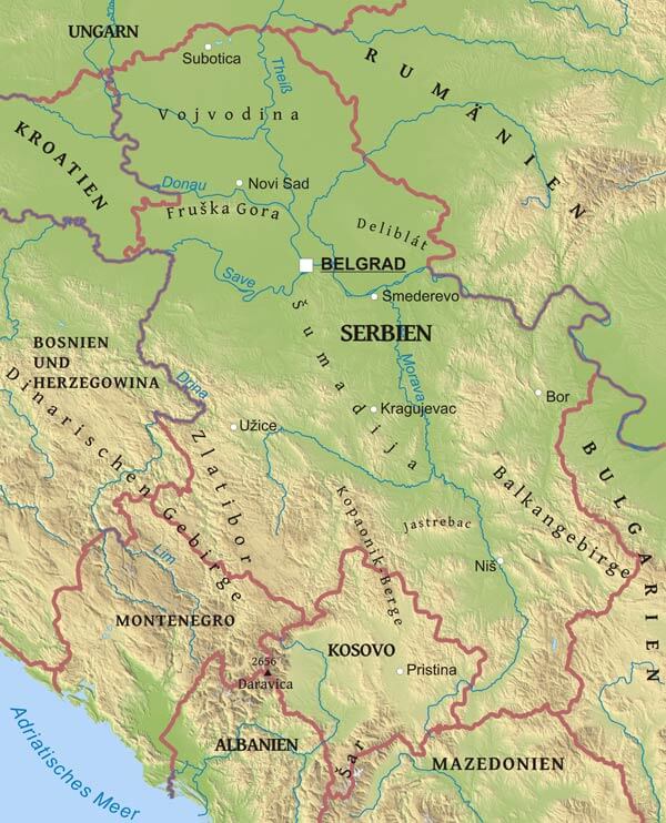 Serbien Geographische Karte