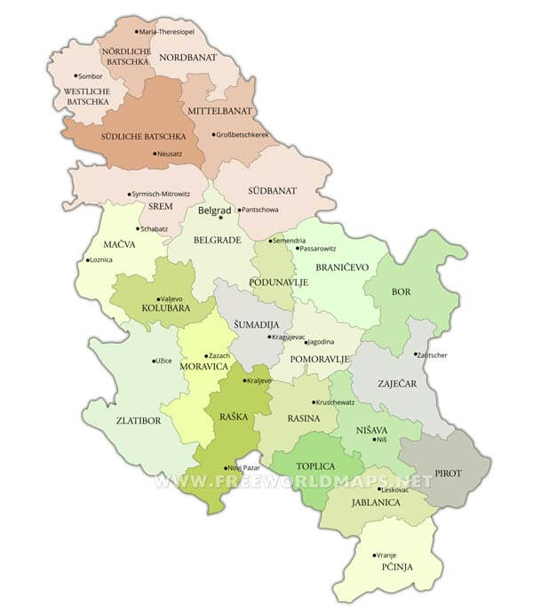 Serbien politische Karte