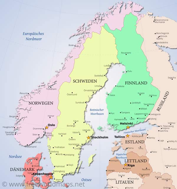 Skandinavien politische Karte
