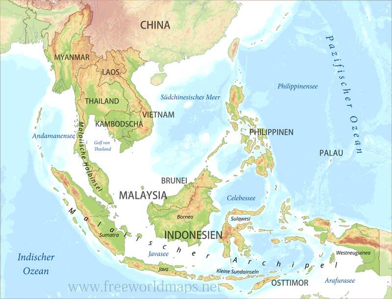 Südostasien Karte - Freeworldmaps.net