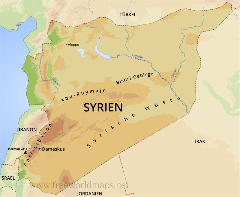 Syrien Physische Karte