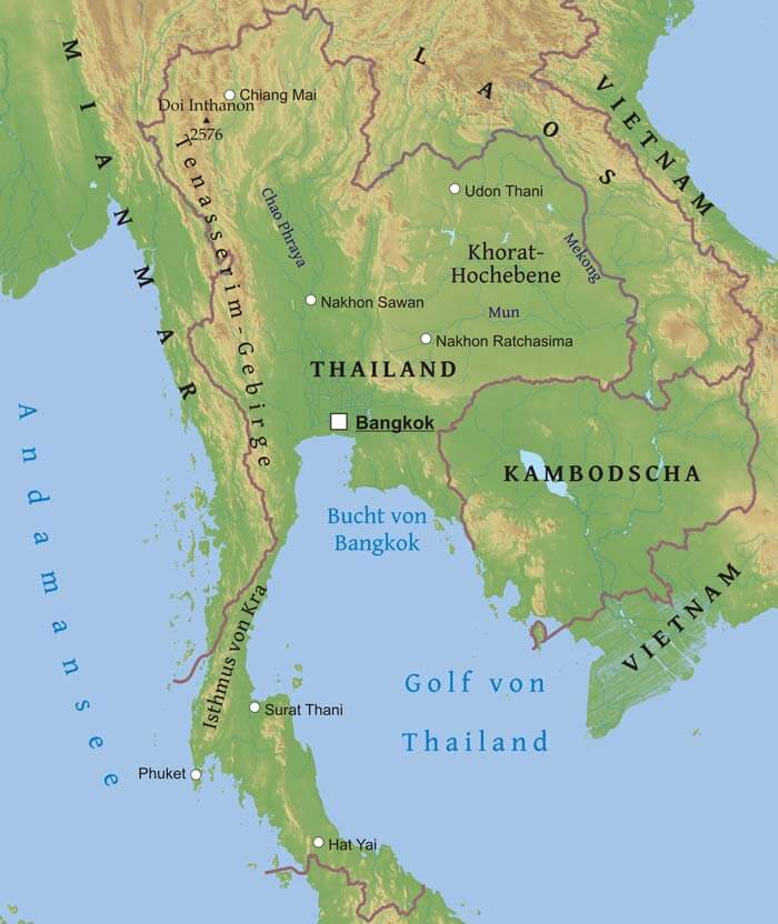 Thailand Geographische Karte