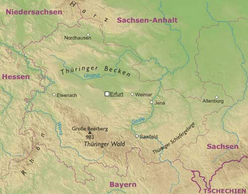 Thüringen geographische karte