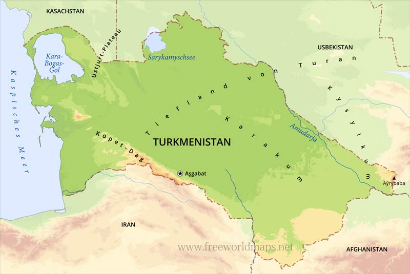 Turkmenistan Geographische Karte