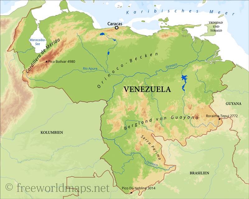 Venezuela Geographische Karte