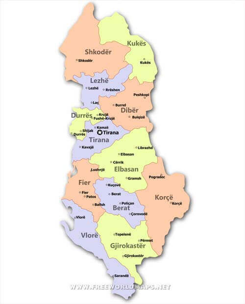 Mapa Albania