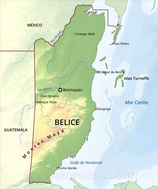 Belice mapa físico