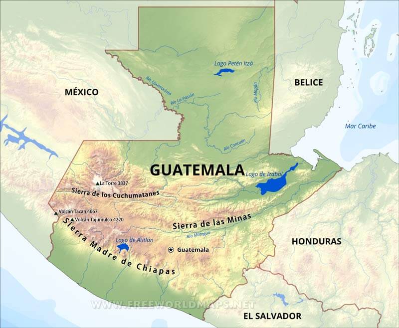 Guatemala mapa físico