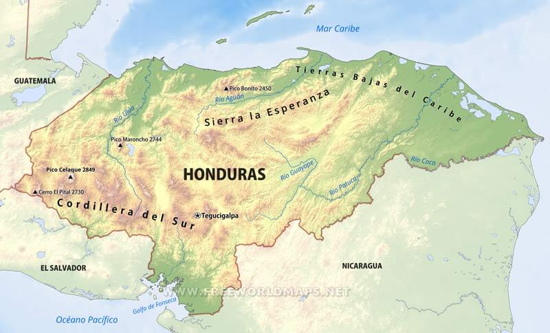 Honduras mapa físico