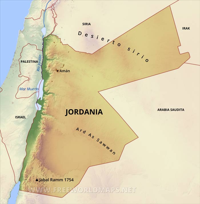 Jordania mapa