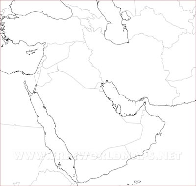 Oriente Medio - mapa mudo para imprimir