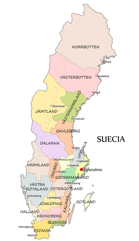 Mapa Suecia