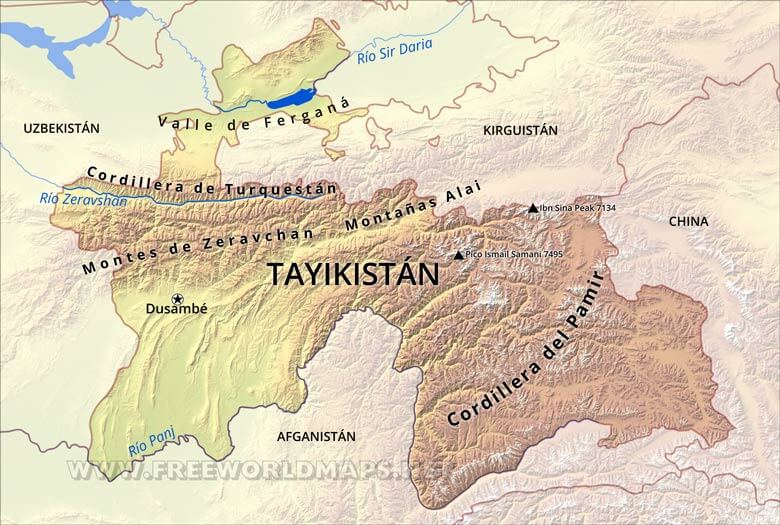Tayikistán mapa