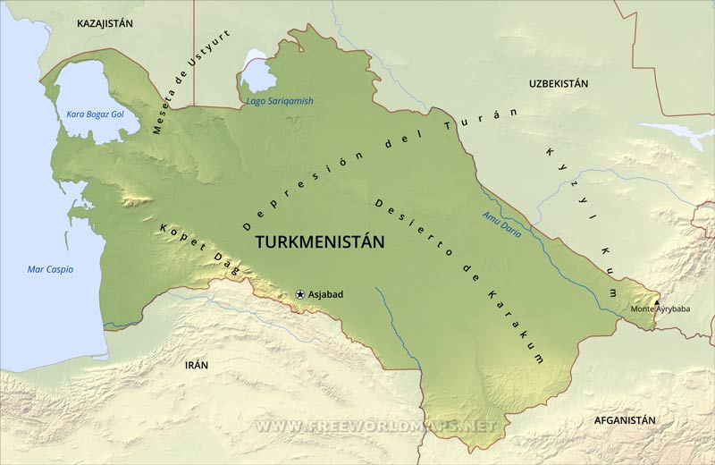 Turkmenistan mapa