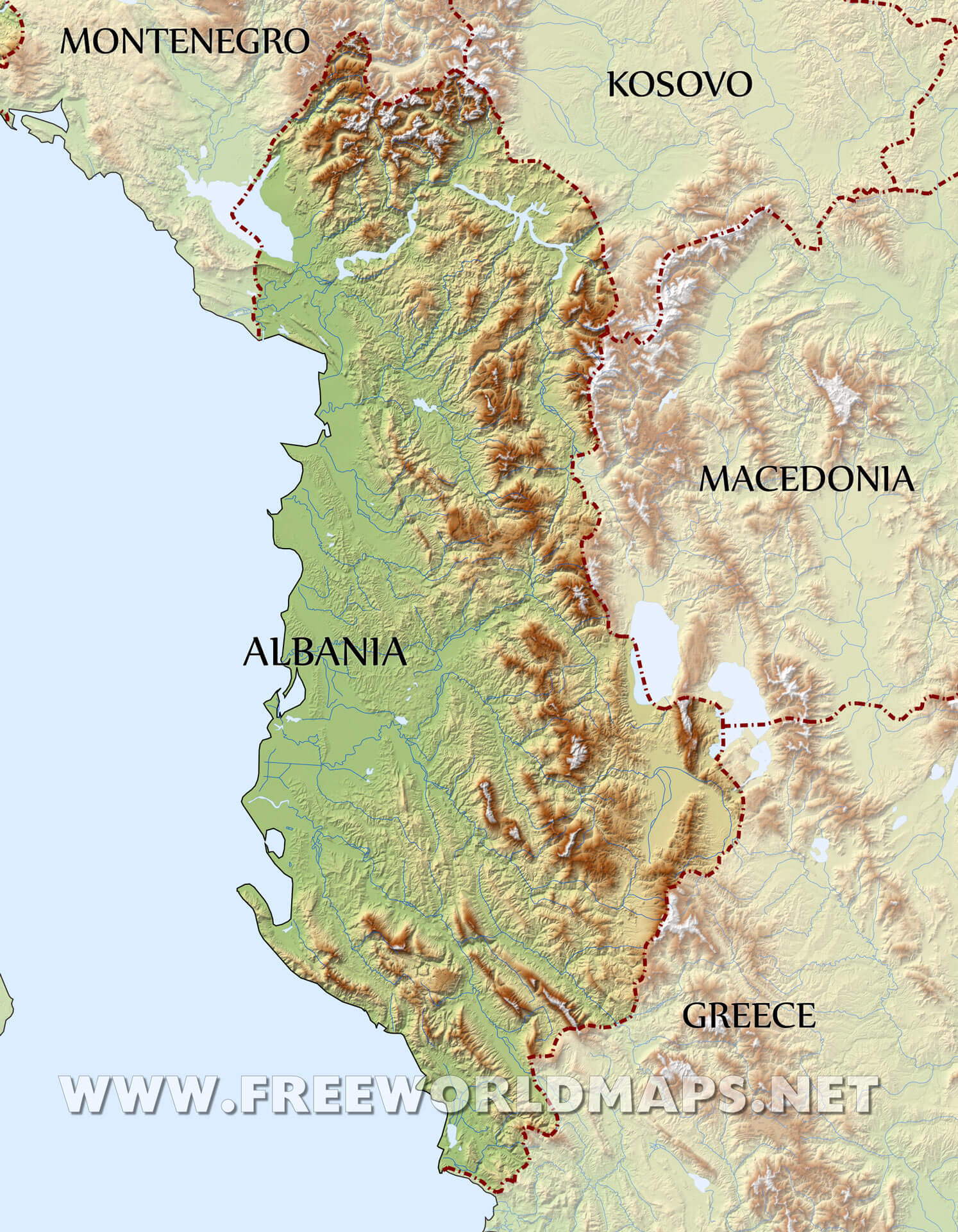 Albania Physical Map
