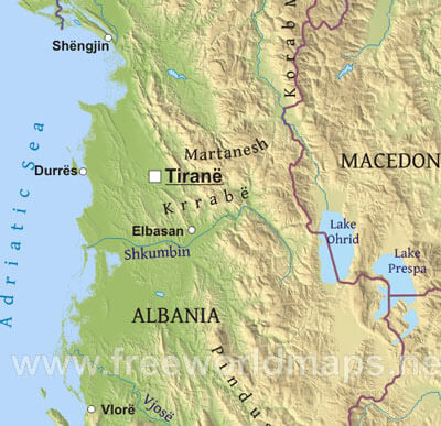 Albania physical map